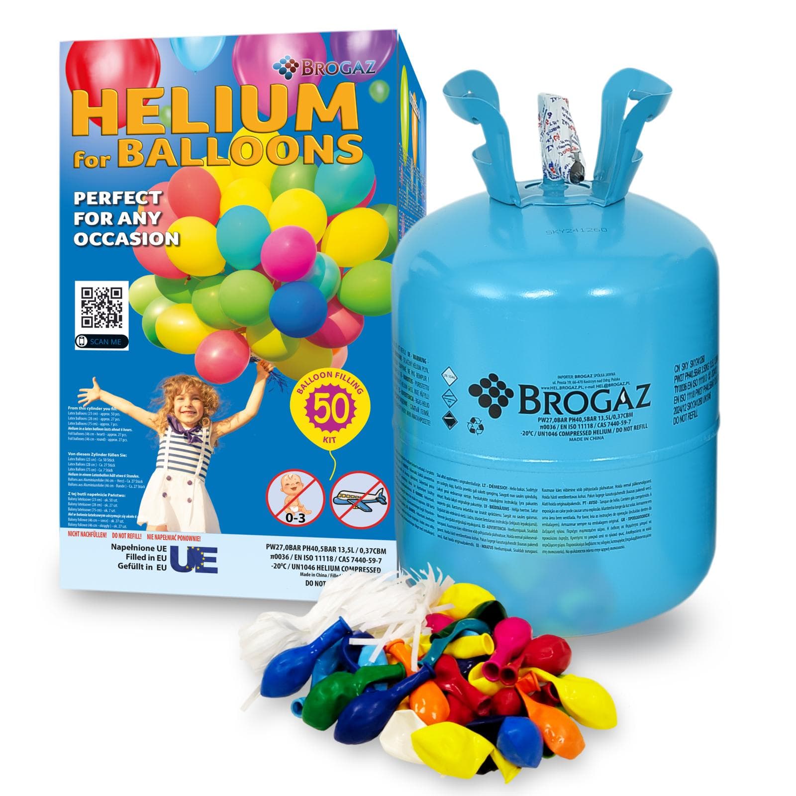 Butelie Heliu cu 50 baloane